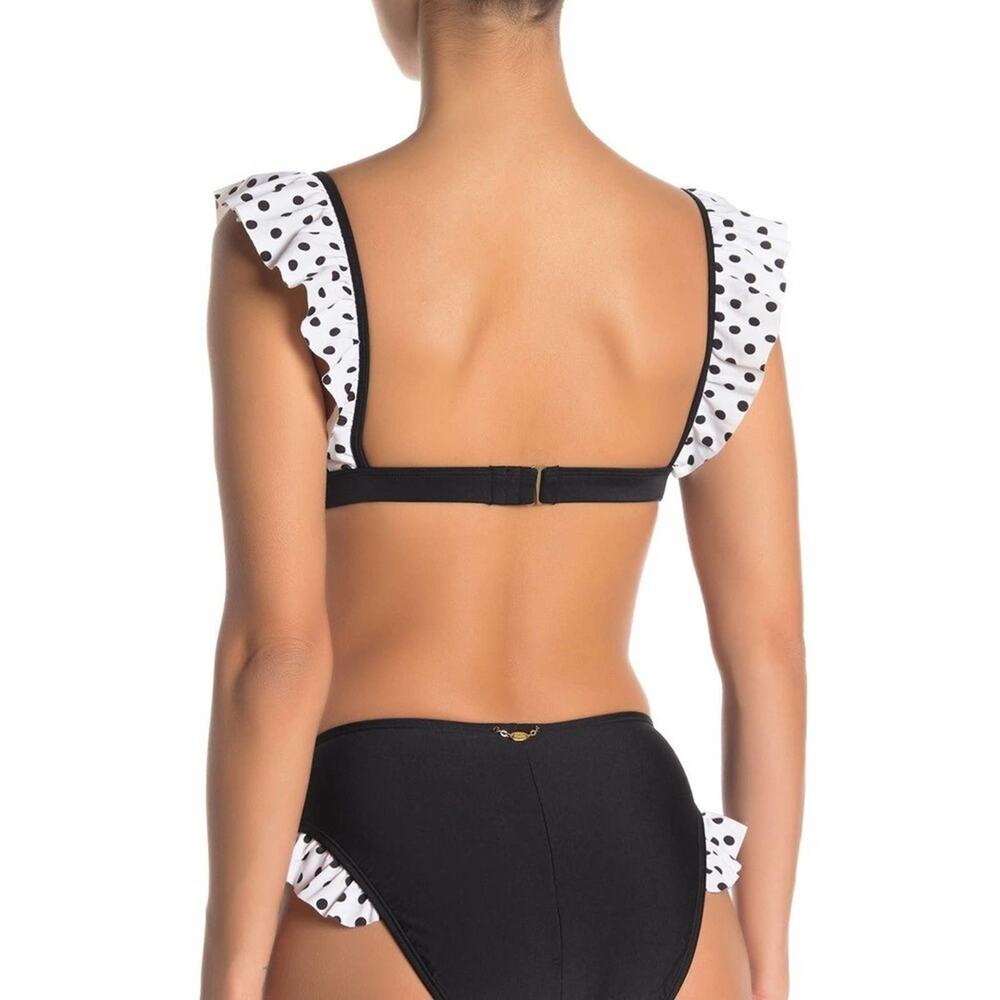 NWT Betsey Johnson Sz S DOTS AMORE Polka Dot Ruffle Bikini Top - Picture 7 of 8